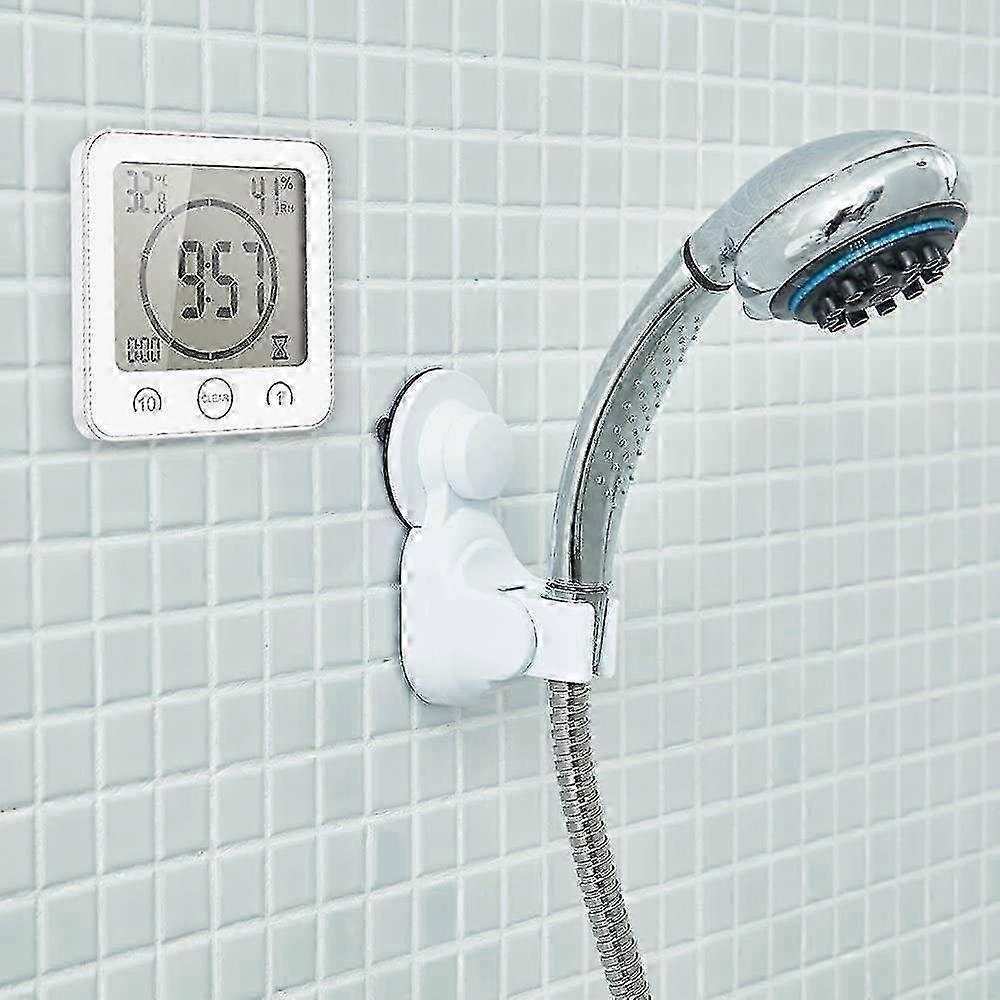 Bathroom Clock, Lcd Digital Alarm With Waterproof Touch Shower Clock, Temperature Humidity, Countdown Timer, 3 Mounting Methods, Battery Powered (whit