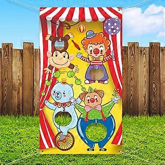 APOMOONS Banner Gioco Lancio Circo Banner Decorazione Carnevale con 4 Sacchi Fagioli Gioco Lancio Carnevale Giochi All'Aperto Per Attività di Festa di Carnevale Forniture Circensi