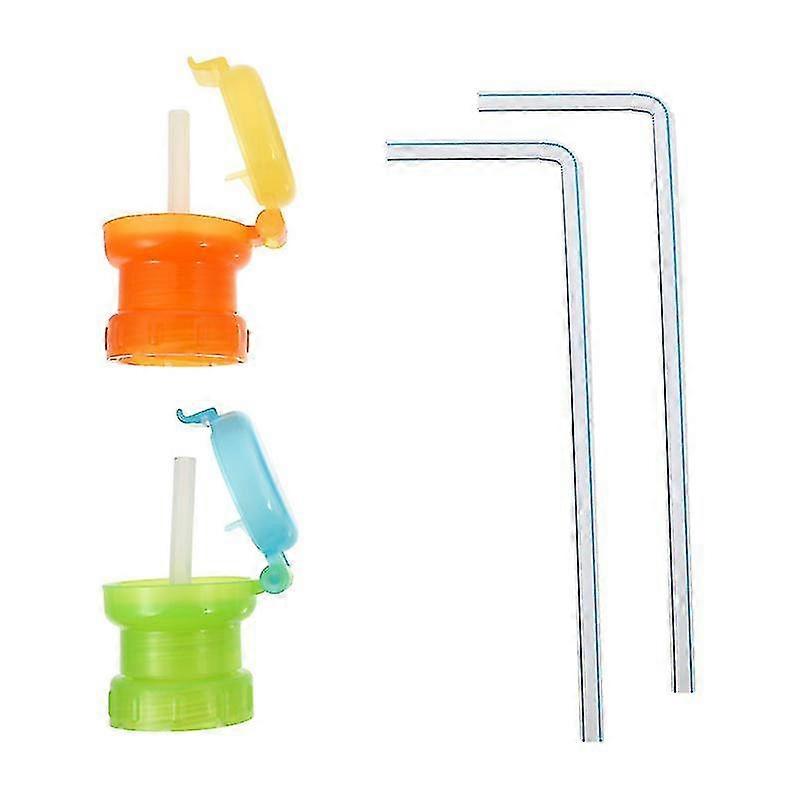 2pcs Portable Spill-proof Juice Soda Water Bottle Cover Straw Sippy