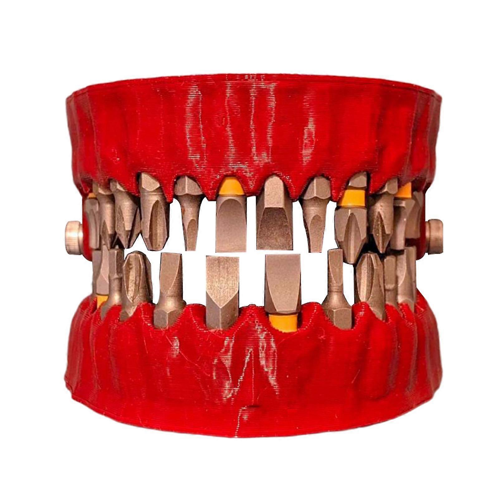 EVAGO Denture Bit Holder Teeth Model Design Holds 28 Bits For Drive Drill Adapter Tool