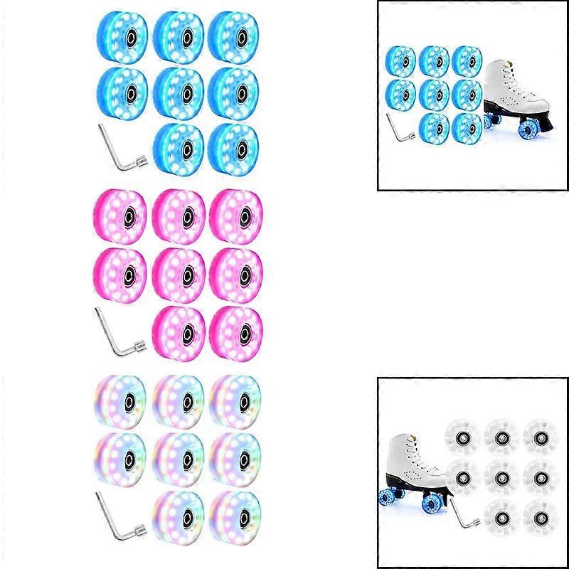 8 Pieces Luminous Wrench Accessories 82a Hardness With Bearings Installed Light Up Roller Skate Wheels