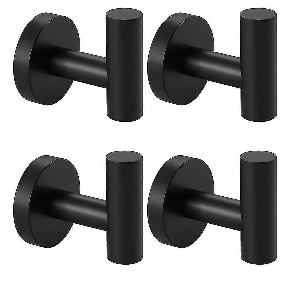 4 Pieces Black Coat Rack Wall Hook Bathroom Towel Rack Ac