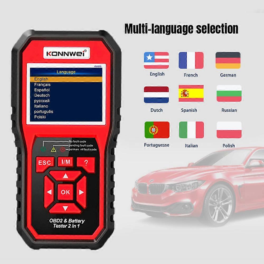12V Car Battery Detector KW870 Car OBD Fault Diagnosis Instrument OBD2 Scanner Check Engine Code Reader Scan Tool