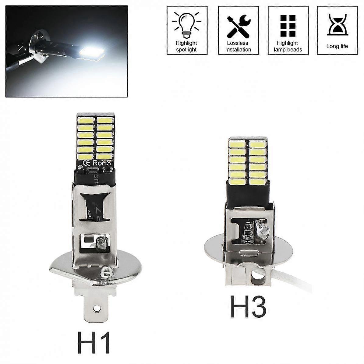 H1 H3 Canbus Super Bright LED Bulb Car Fog Light Headlight 12V 6000K Running Light Auto Motorcycle Lamp Replacement