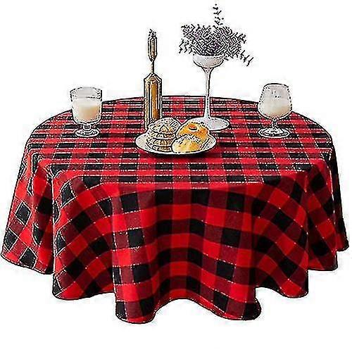55 Inch Round Tablecloth Checkered Round Table Cover Compatible With Wedding Kitchen Dinning Room