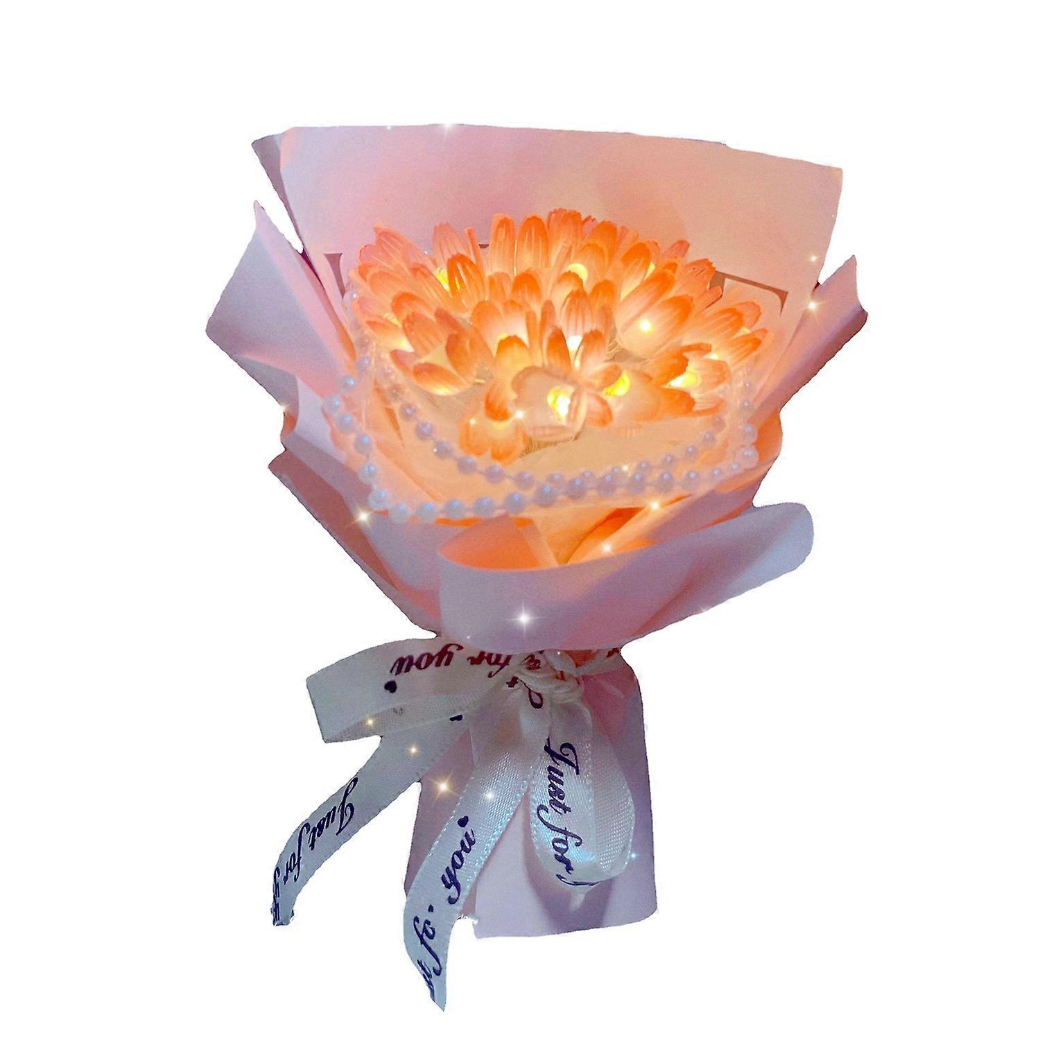 1 Set DIY Tulip Bouquet Handmade LED Artificial Flower Decoration DIY Luminous Desktop Ornament