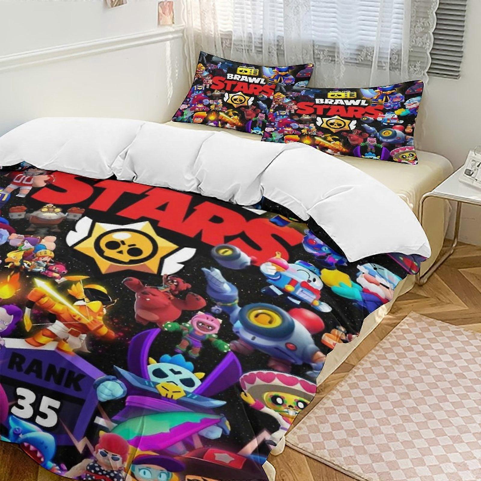 Parure de lit NK184 Brawl Stars, ensemble de literie ultra doux et hypoallergénique, housse de couette 3 pièces, ensemble de lit mignon PC184