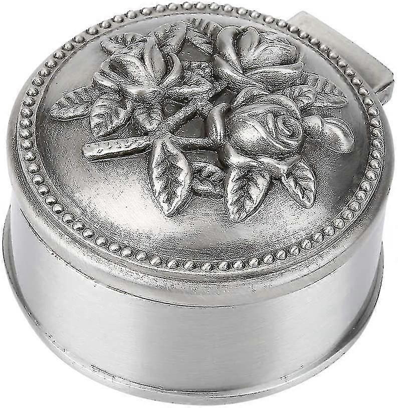 Jewelry Case, Ring Necklace Earring Round Shape Silver Wedding Gift