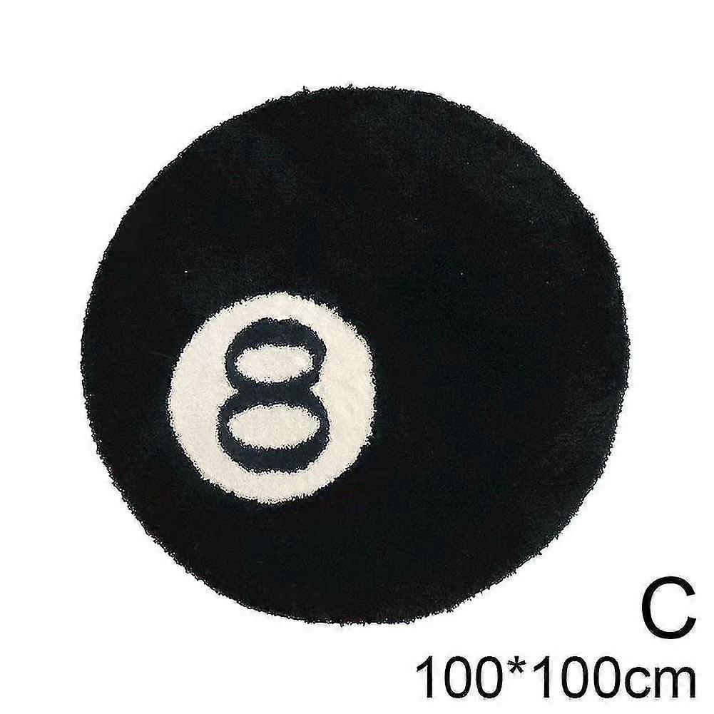 Bilardo 8 Top Halı Yuvarlak Tufting Kaymaz Zemin Halı Paspas No.8 Bedro