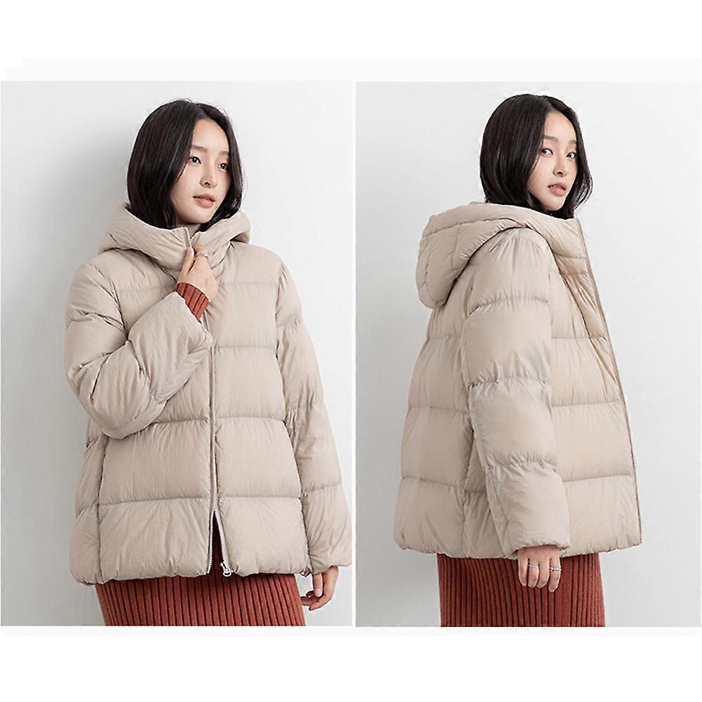 YAYA Women's Stylish Down Jacket Hooded Winter Coat Two-Way Zipper Puffer Jacket