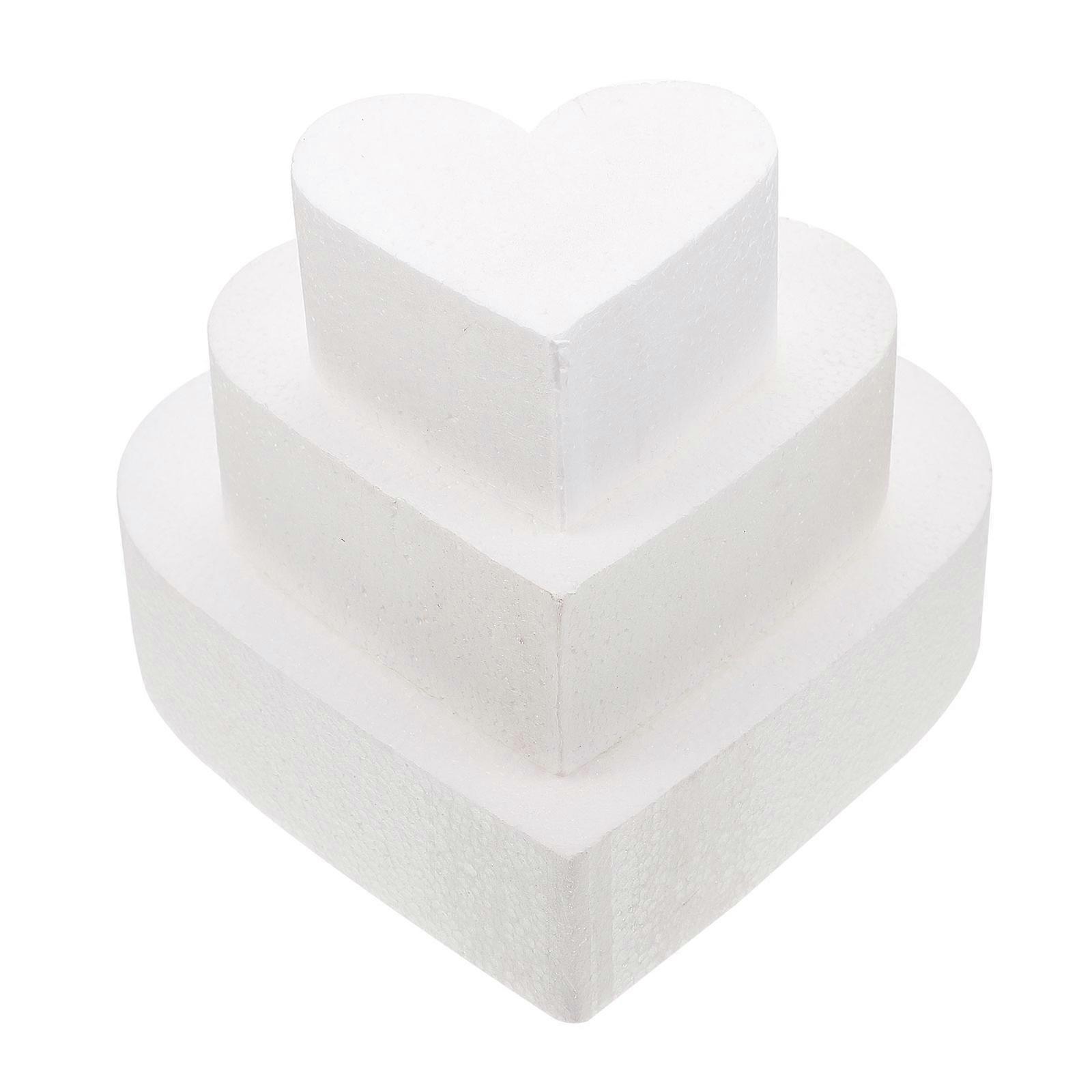 3 stk Bakey Cakey Dummy Cake Praksis Bryllupskage Stand Heart Cake Dummy Heart Styrofoam Cake
