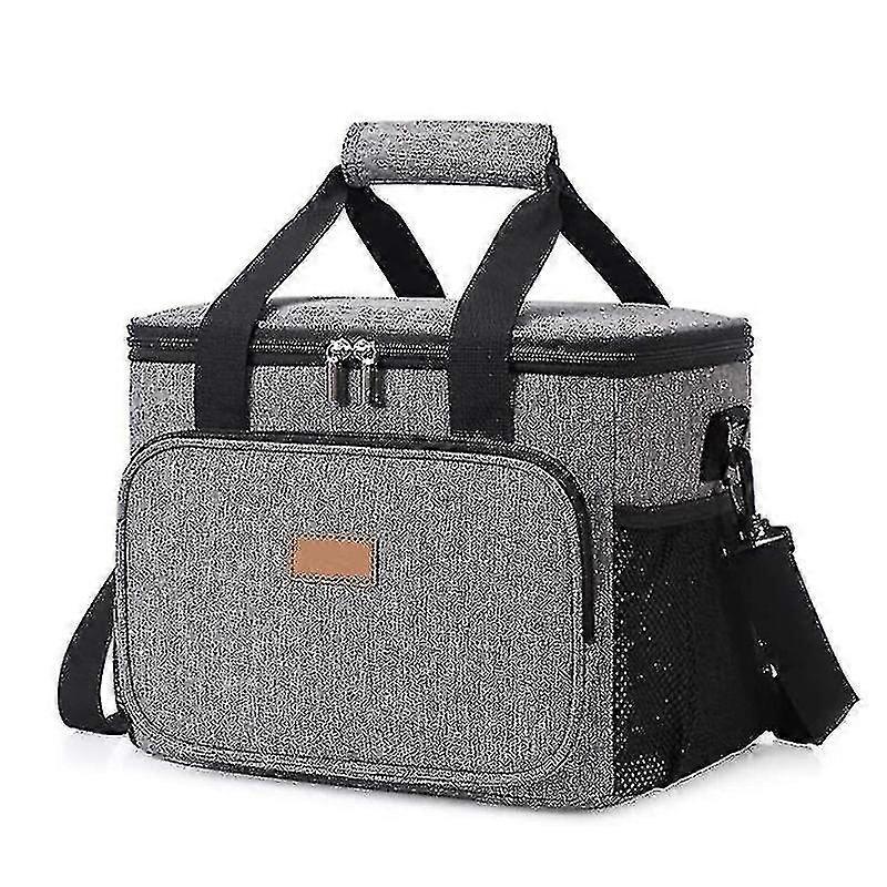 15L 24 Cans Insulated Picnic Lunch Bag Large Soft Cooler Bag For Outdoorcampingbbqtravel, Grey