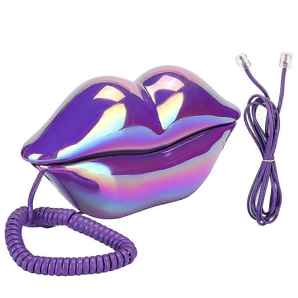 Purple Lips Telephone - Creative Electroplate Landline Phone for Home Office