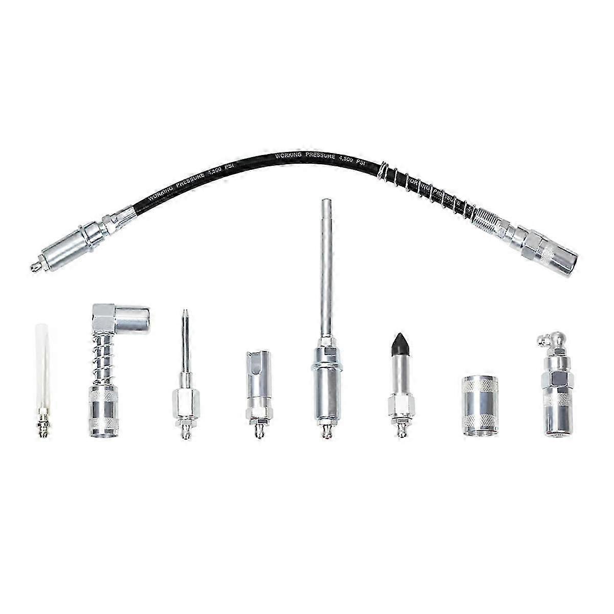 Tool Grease Tip 9-Piece Grease Coupler Kit Quick Connect Grease Fittings Complete Lube Accessories