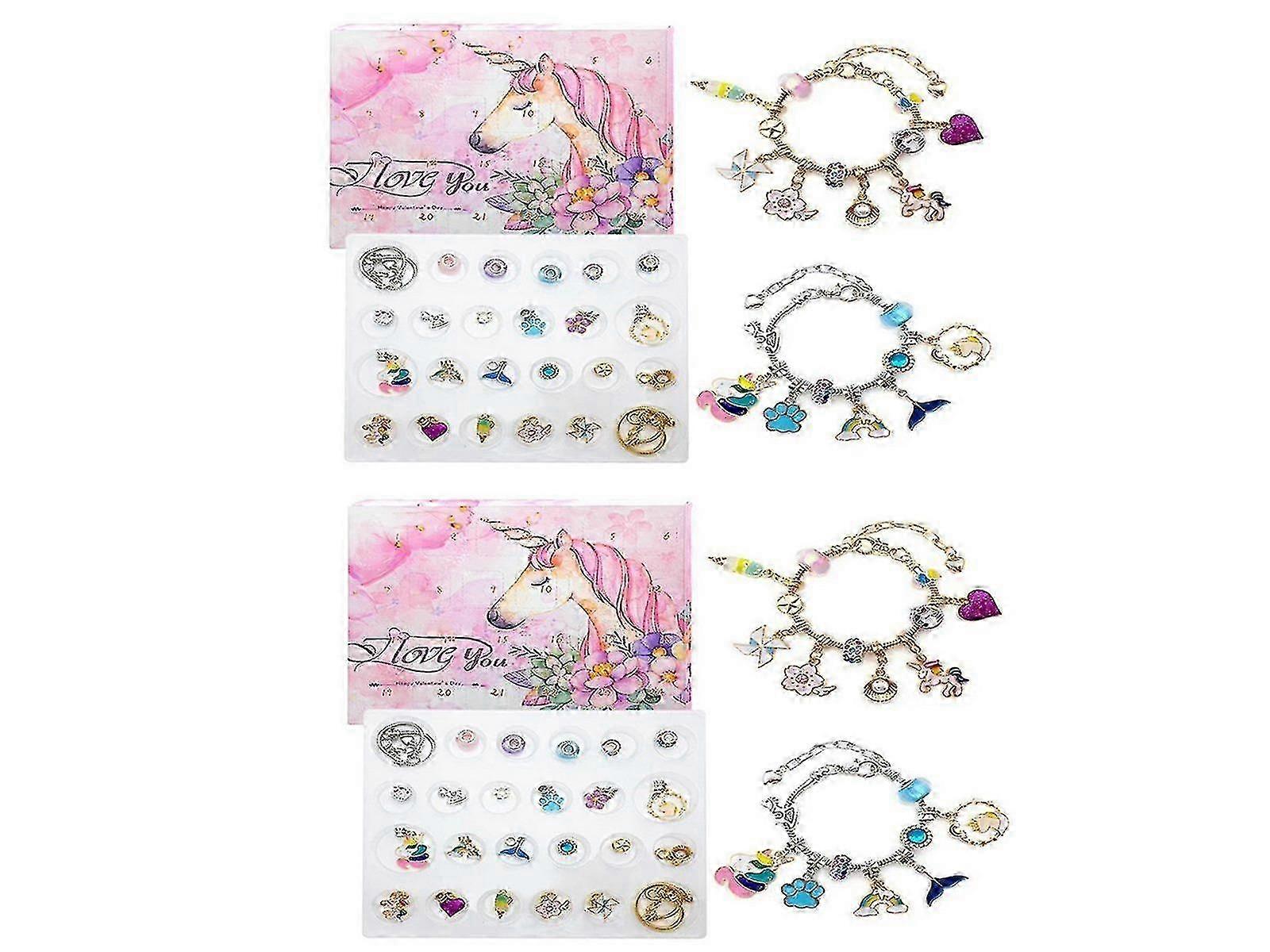 2PCS Χριστούγεννα Advent Ημερολόγιο αντίστροφης μέτρησης Χριστούγεννα μονόκερος γοητεία τυφλό κουτί