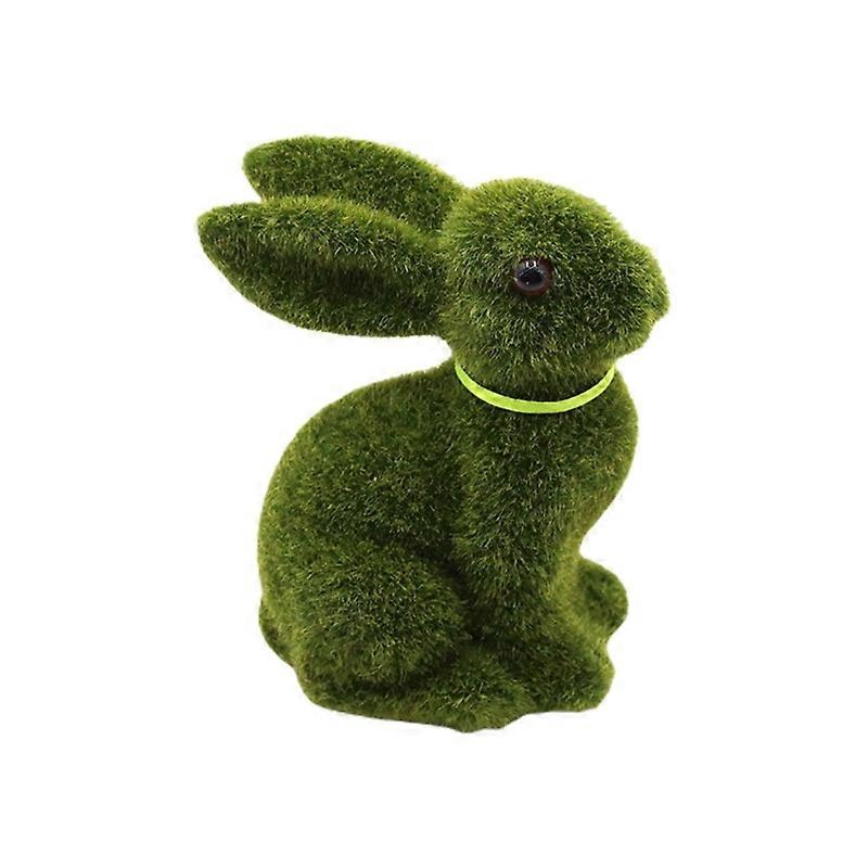 Easter Flocked Rabbit Decorative Party Decors Flocked Bunny Easter Moss Rabbit