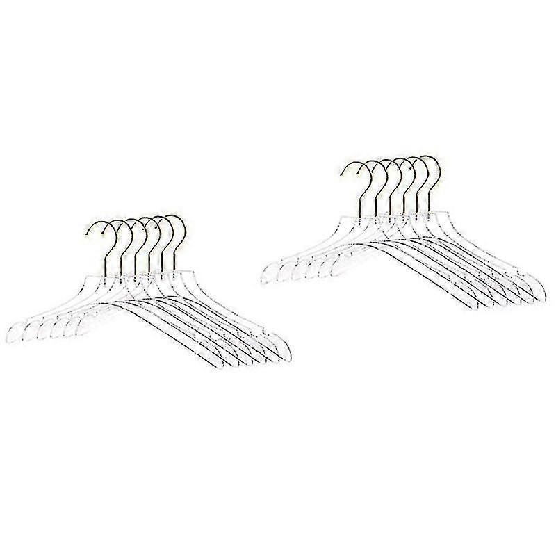 10 Pcs Clear Clothes Hangers With Gold Hook, Transparent Shirts Dress Coat Hanger With Notches For