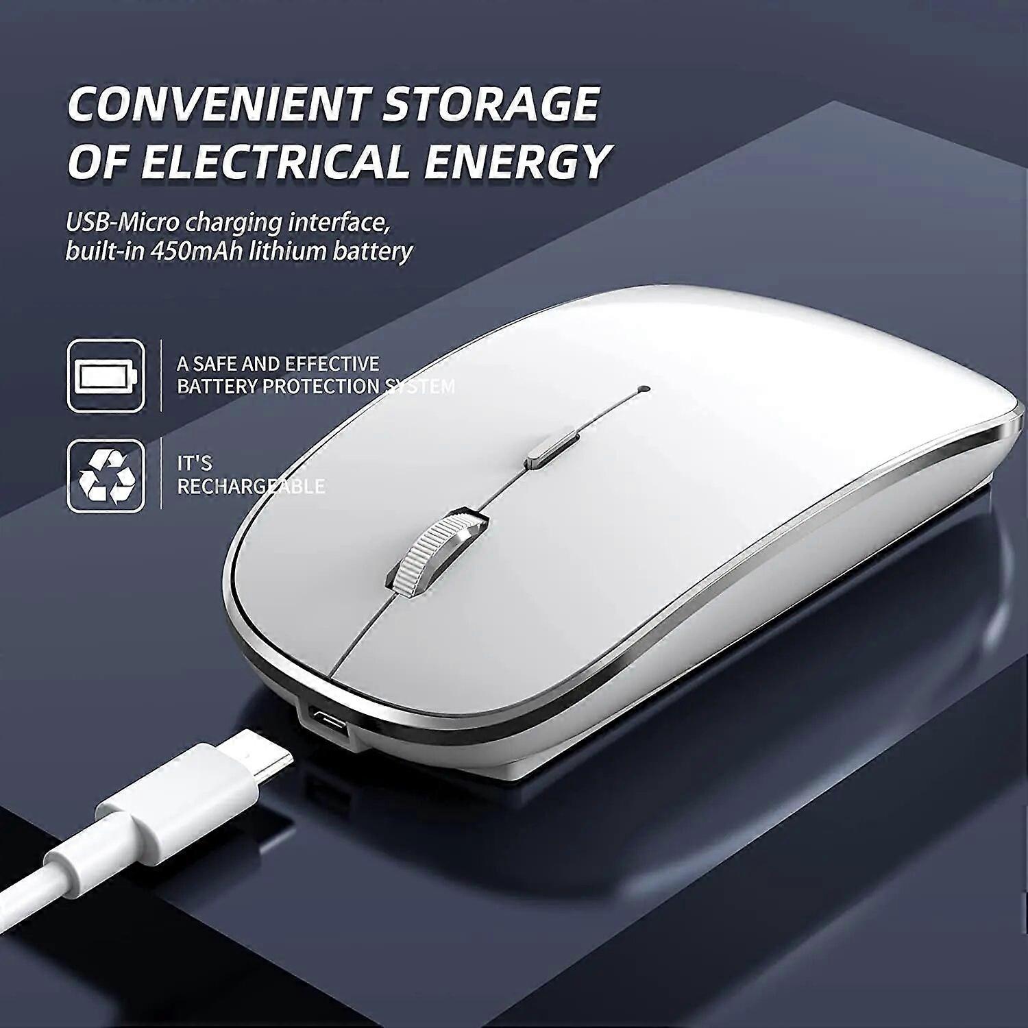 Wireless Mouse for Laptop, 2.4 GHz Cordless Mouse with USB USB~C Dual Receiver for Computer, Rechargeable Portable Mouse Mice & Trackballs