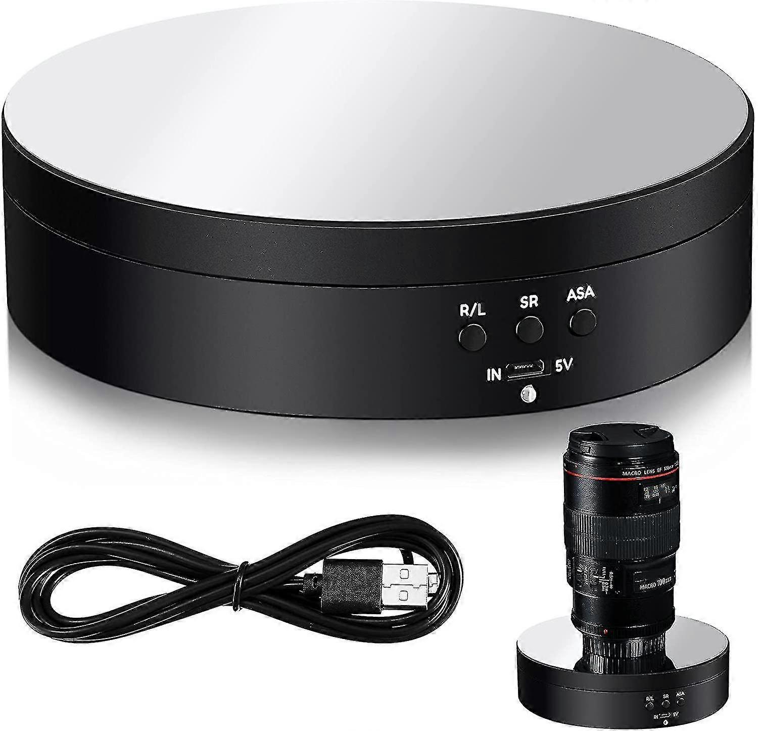 Rotating Display Stand 360 Degree Motorized Rotating Turntable Display Stand With Usb Power Cable For Photography Products And Shows, Black