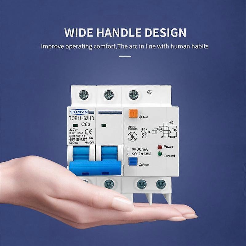 Residual Current Circuit Breaker Main Switch with Surge Protector RCBO MCB with -Protection SPD 63A