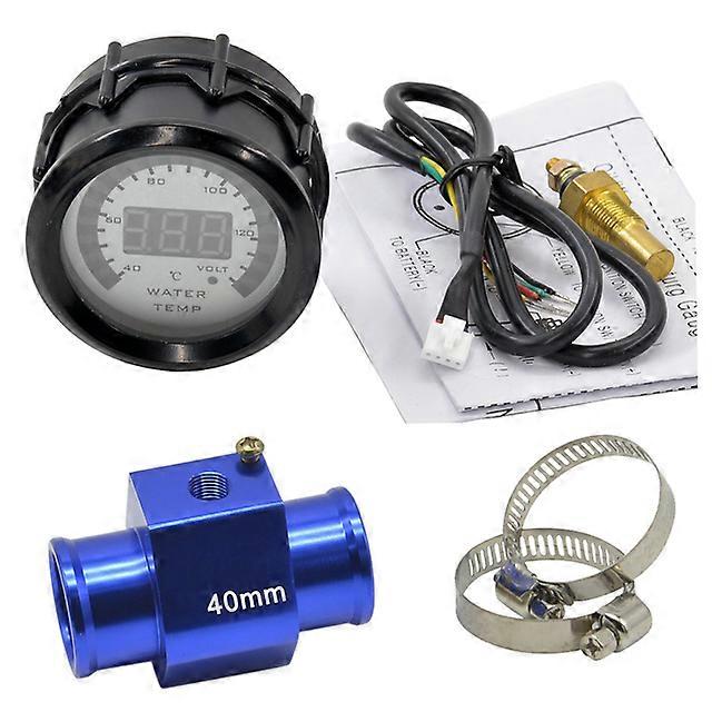 Dragon 52mm Digital Dual Display Auto Car Water Temperature Gauge 40-150 Celsius And Voltage Temp Meter For 28-40mm Joint Pipe