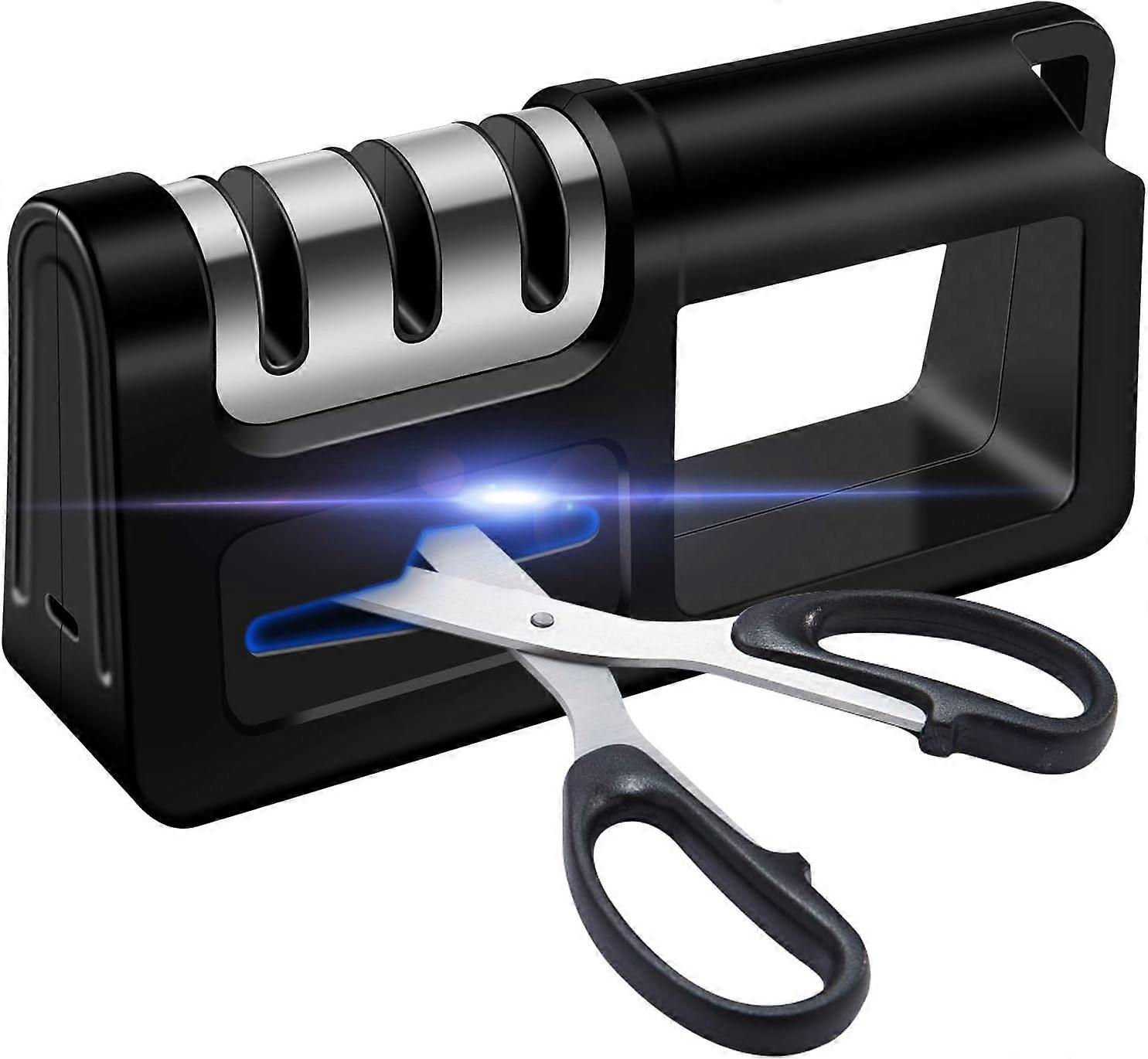 Knife Sharpener 4-in-1 Knife Sharpener with Non-Slip Base, 4-Stage Manual Knife Sharpener for Sharpening Kitchen Knives