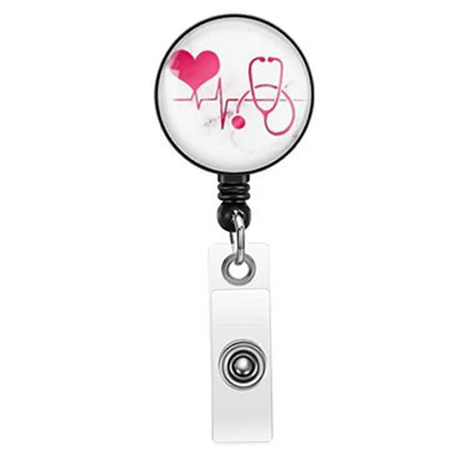 Badge Holder Nurse ID Name Card Holder with Back Clip Retractable Badge Reel for Office School Hospital