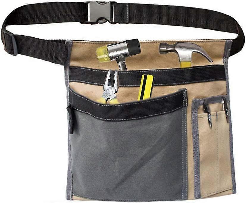 Tool Belt Pouch, 12OZ Multifunctional Canvas Waist Apron Tool pocket bags with Adjustable Belt Clip for Workshop Storage/Wood Working Tools/Screwdrive
