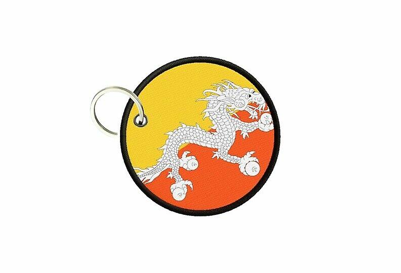 Keychain keys flag bhutan printed round round round