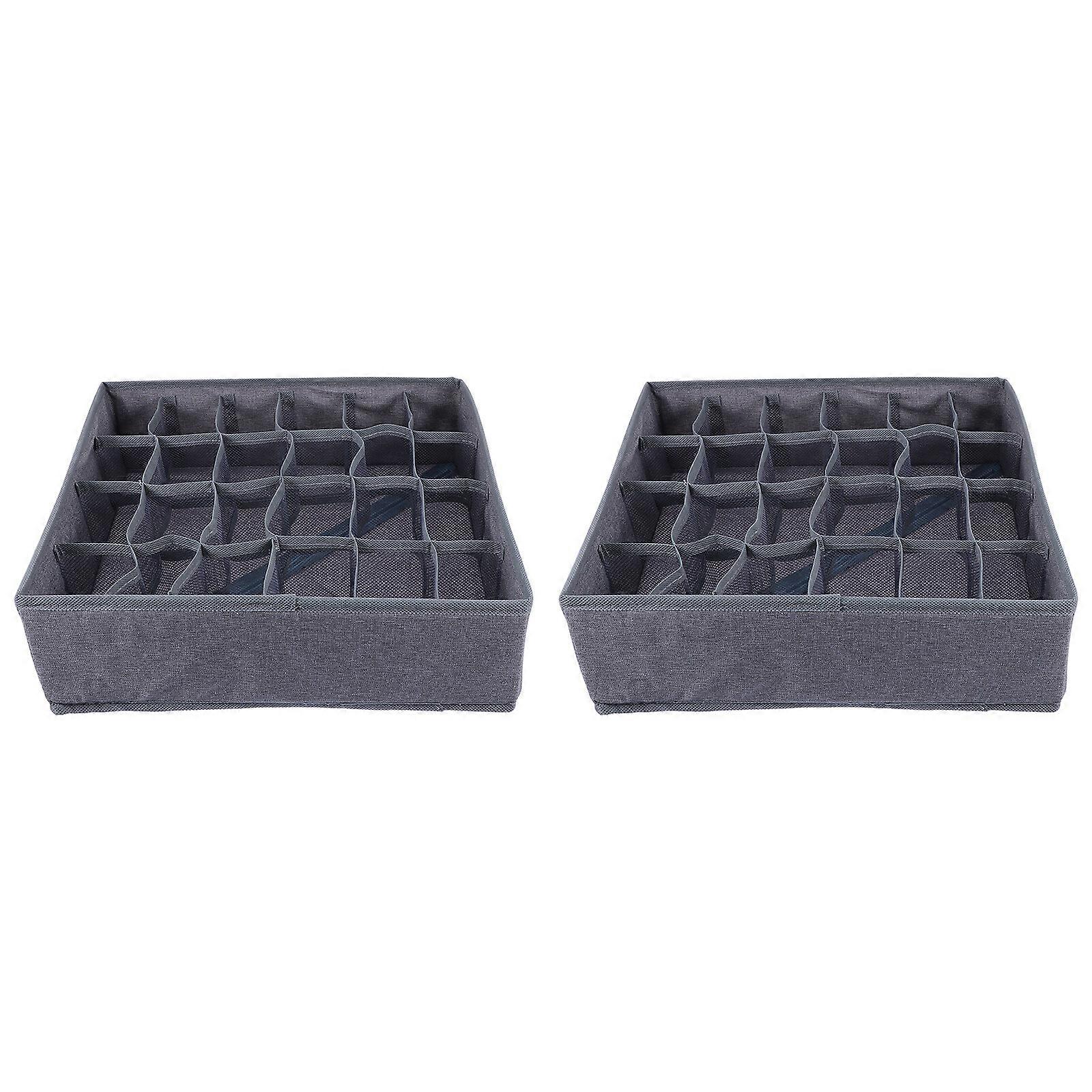 2pcs Drawer Organizers Dividers Socks Storage Case 24 Grids Socks Container