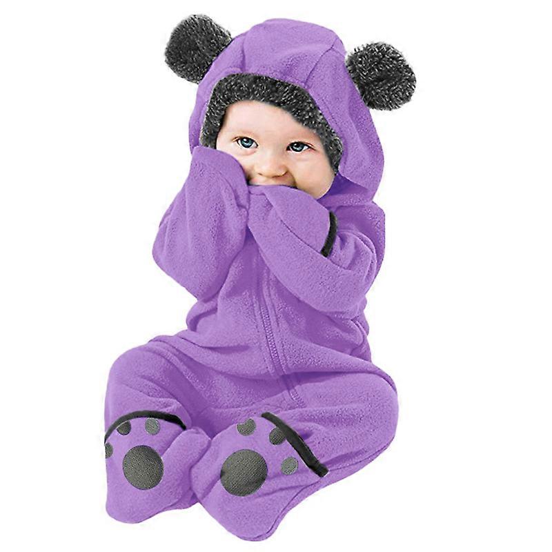 Newborn Baby Soft One-Piece Winter Warm Hooded Romper Jumpsuit