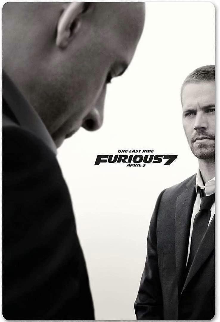 ワイルドスピード7フィルムメタルポスターサイン映画ガレージバーコーヒーマン洞窟プラーク12x8の壁の装飾主演