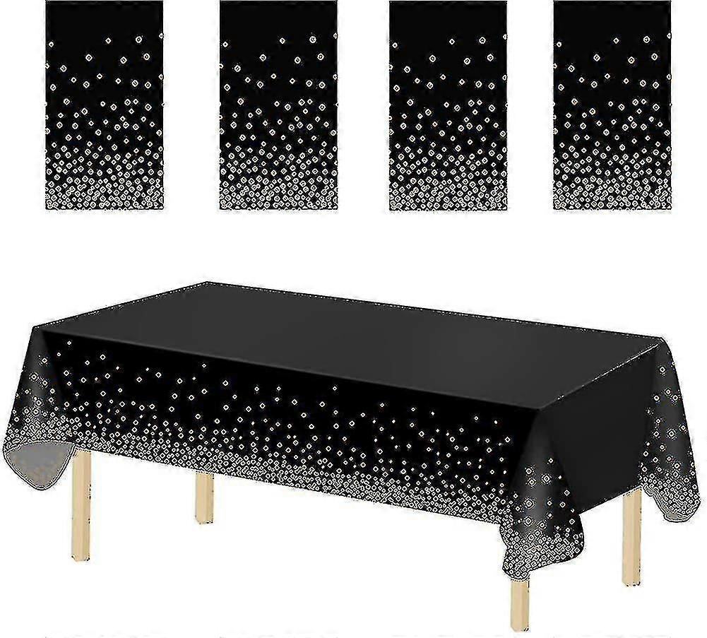 4 Pack Disposable Plastic Tablecloths. Plastic Rectangle Black Dot Tablecloths