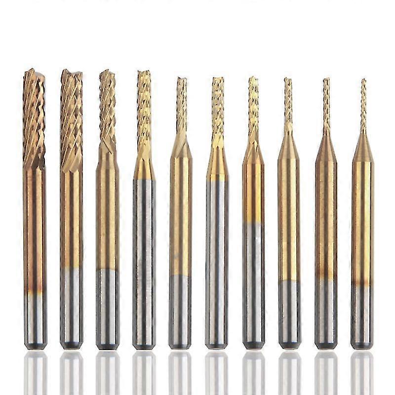 Titanium Coat Carbide End Mill Engraving Bits Kit(1set, Gold)