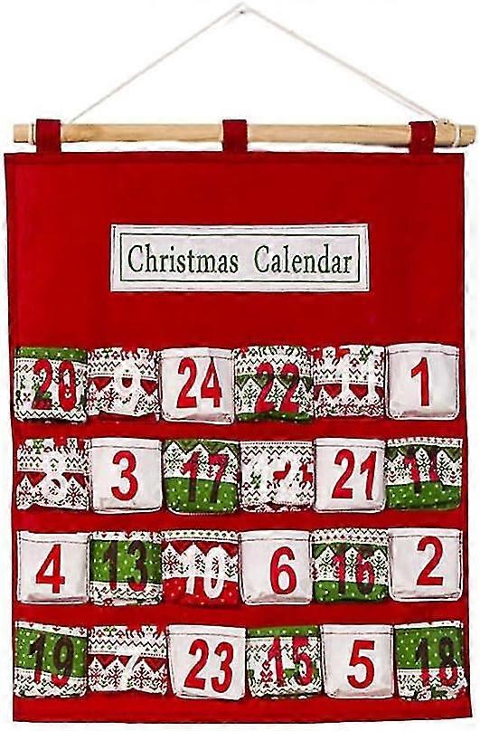 Christmas Countdown Calendar With Pockets,fabric Christmas Advent Calendar With 24 Pockets Empty Christmas Advent Calendar To Fill Small Gifts For Hom
