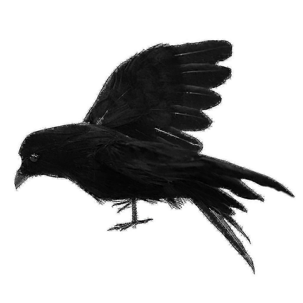 Simulation Black Crow Realistic Feather Artificial Bird Raven Prop Art  Halloween