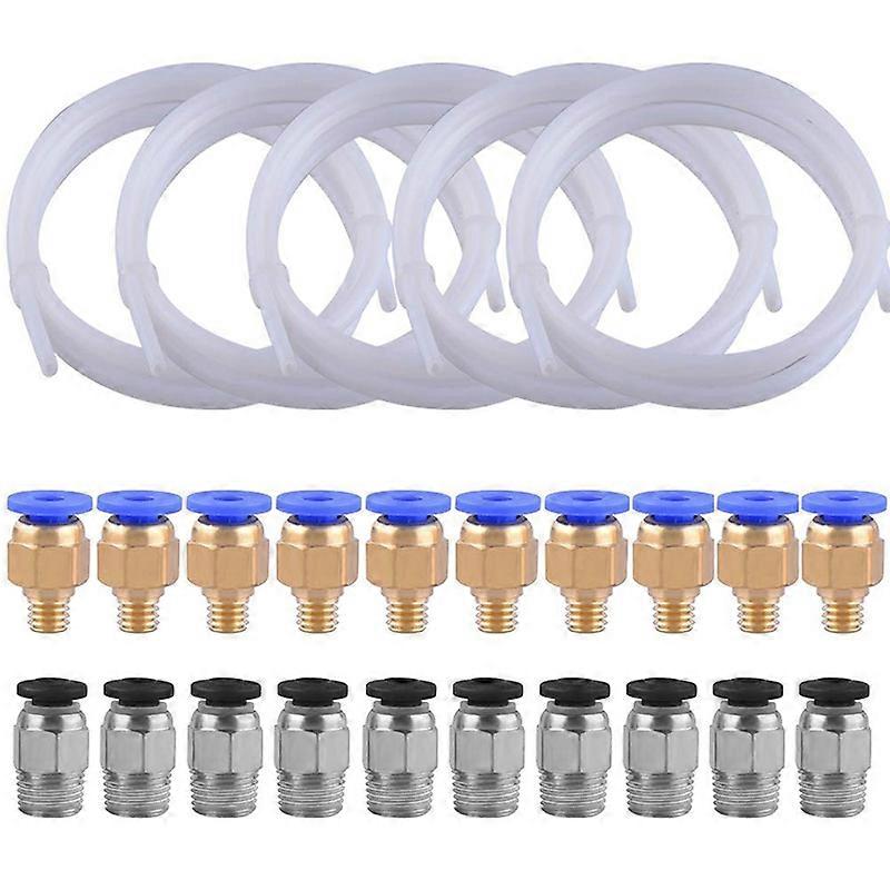 5 Pieces Ptfe Tubing (1.5M) with 10 Pieces Pc4-M6 Fittings and 10 Pieces Pc4-M10 Fitting Connector