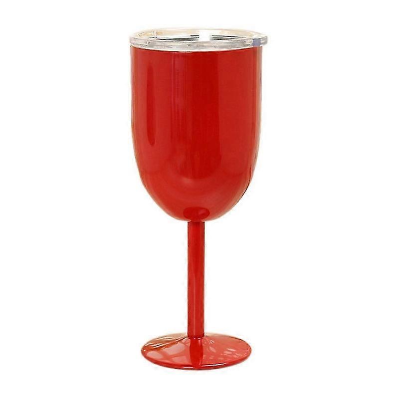 Taça de vinho de aço inoxidável com dupla camada, cor vermelha, grande capacidade, resistente a copos