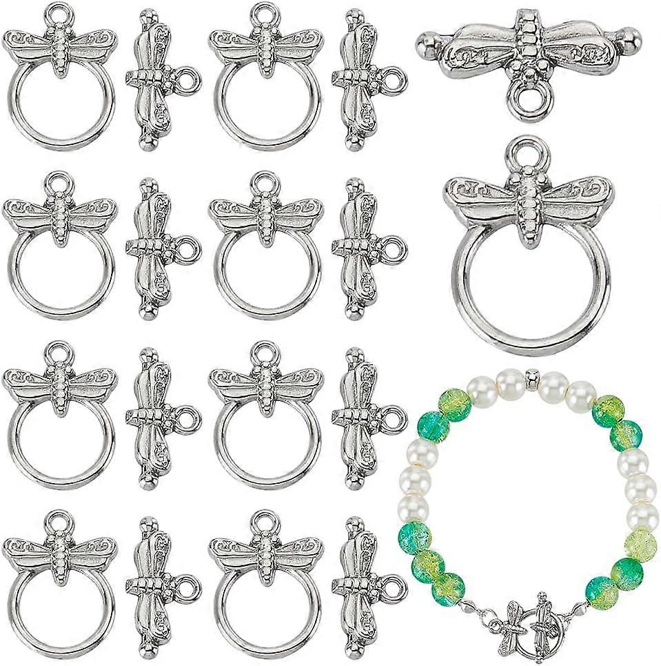 10Pcs 304 Stainless Steel Toggle Clasps Insect Butterfly Bracelet Closure Clasps Jewelry Fastener Clasps Buckle OT End Clasps Connectors for Necklace