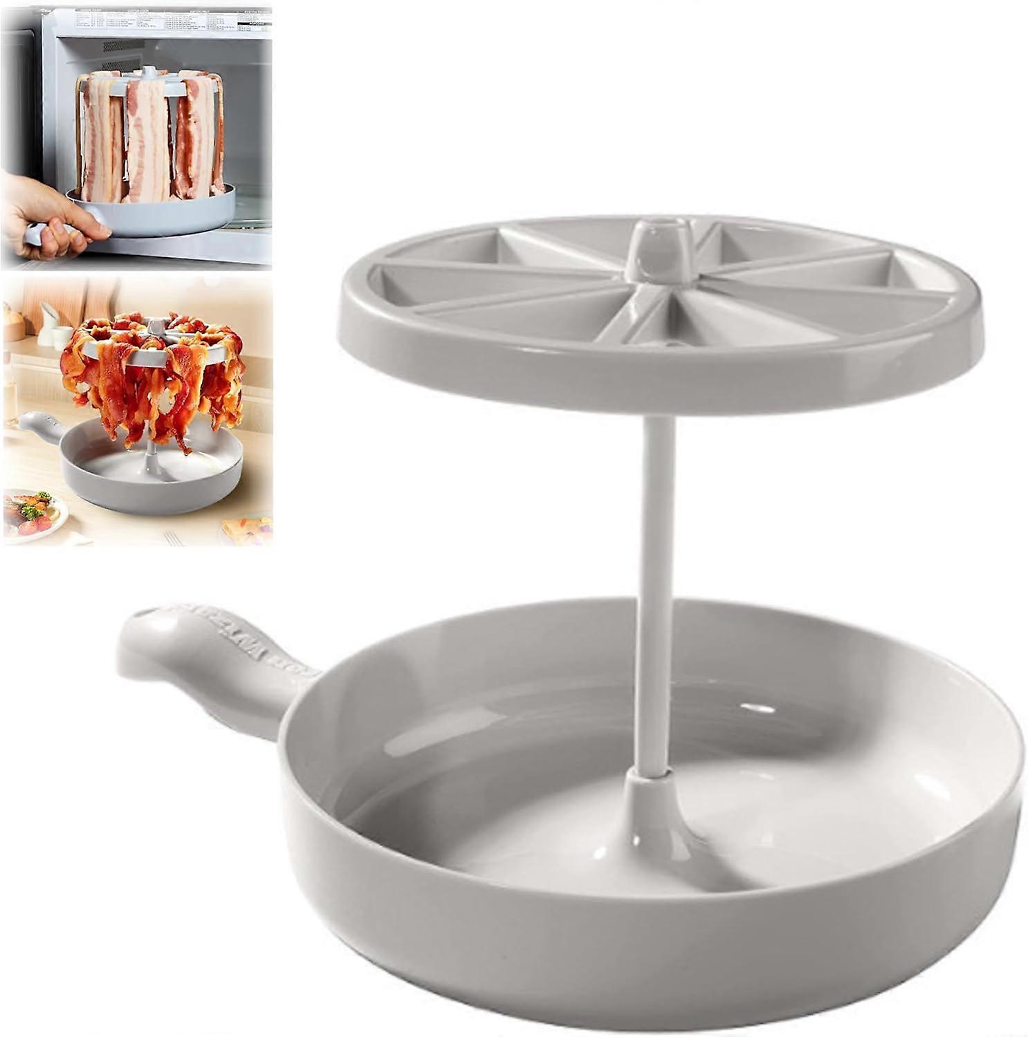 Microwave Bacon Cooker, Microwave Bacon Dish, Bacon Wizard Microwave Crispy Bacon Maker, Bacon Grease Saver, Microwave Barbecue Grill Cooker Prep Tray