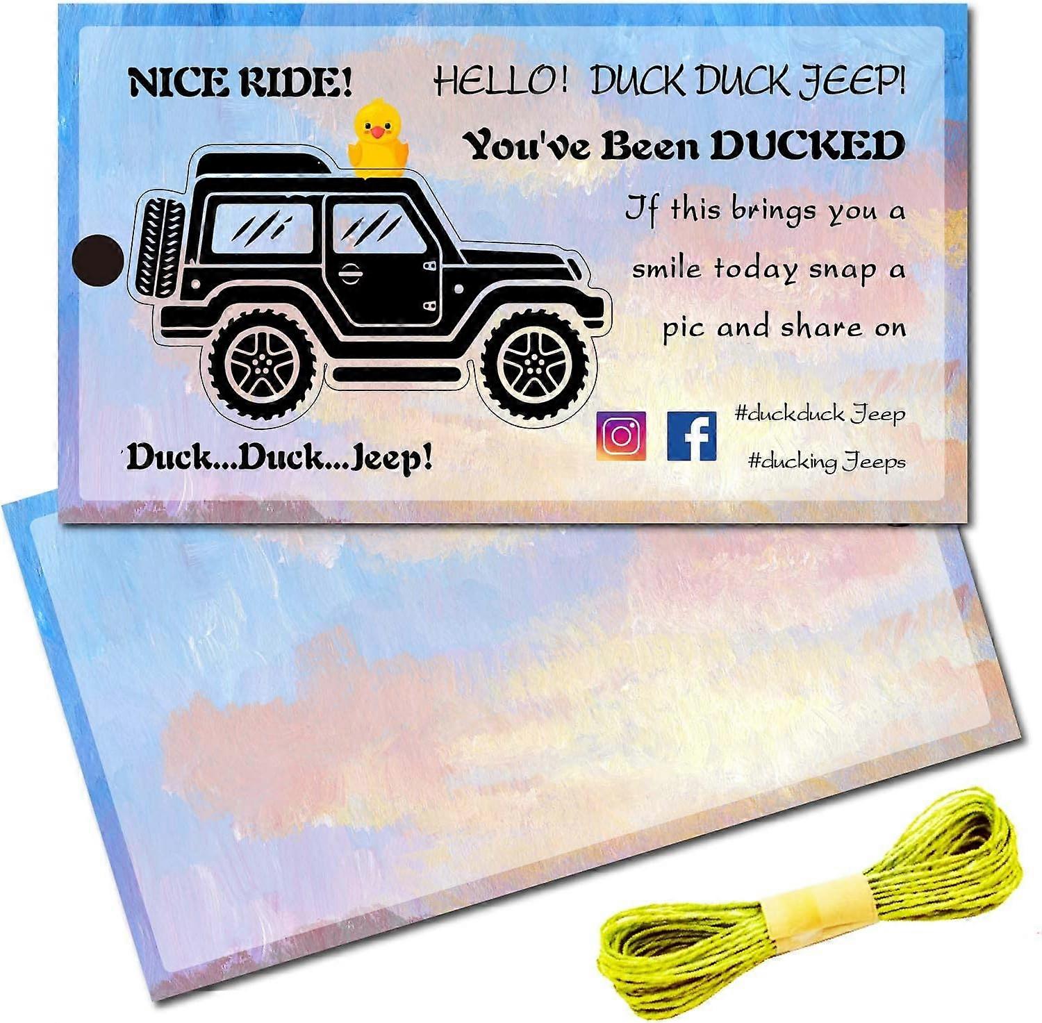 50Pcs You've Been Ducked Cards Duck Tags Card Ducking Game DIY Jeep Duck Card with Hole and Twine for Rubber Ducks Jeeps Car Decor 3.5 x 2 Inch-Duck D