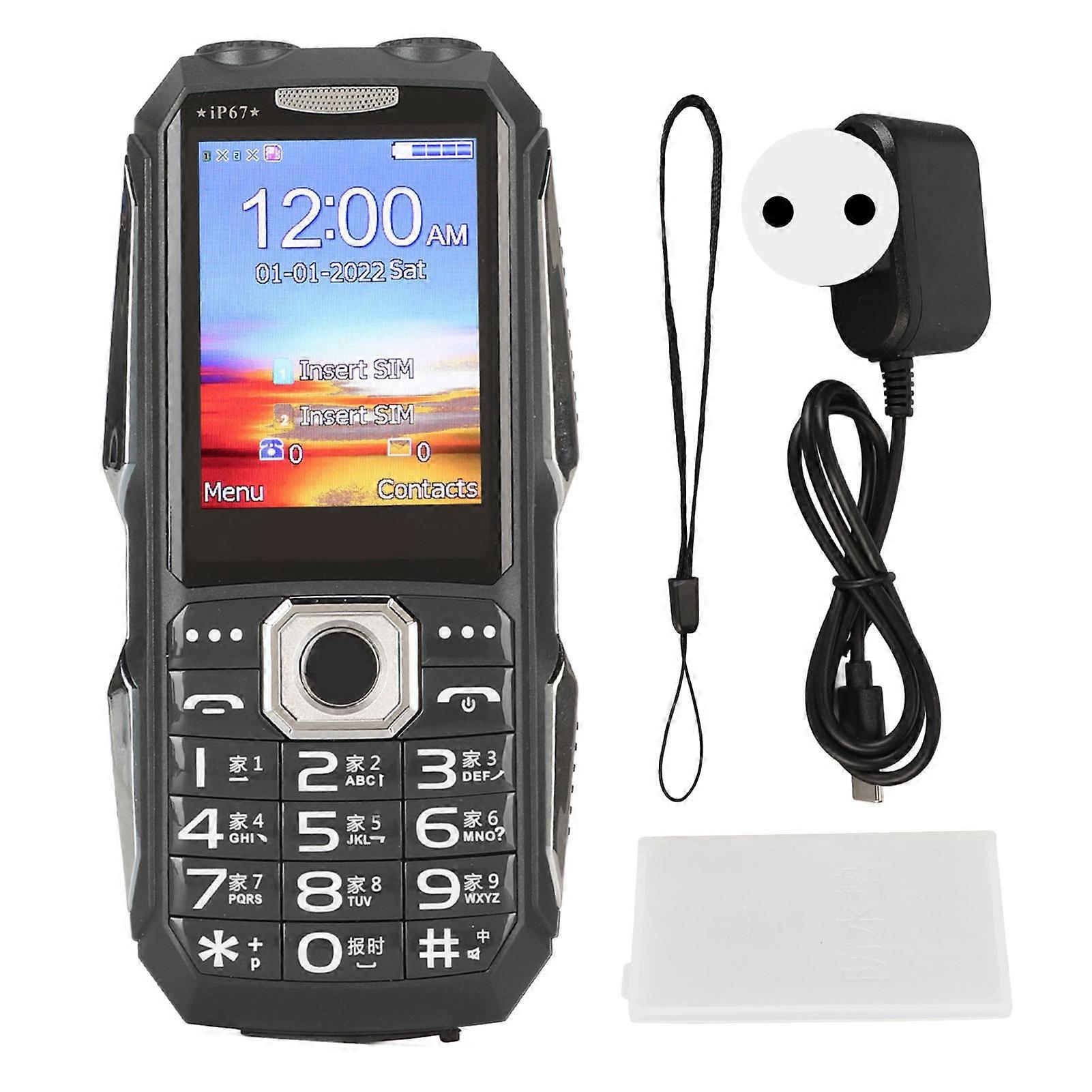 N503 Unlocked Cell Phone 2G GSM Mobile Phone IP67 Waterproof Phone with Dual SIM Card 3800mAh Battery Large Button 100‑240V