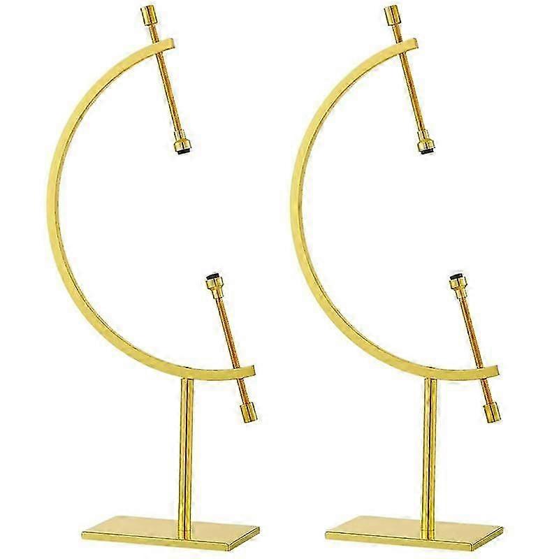 2 Pcs Golden Toned Sphere Holder Metal Caliper Stand Caliper Style Crystal Display Stand for Minera