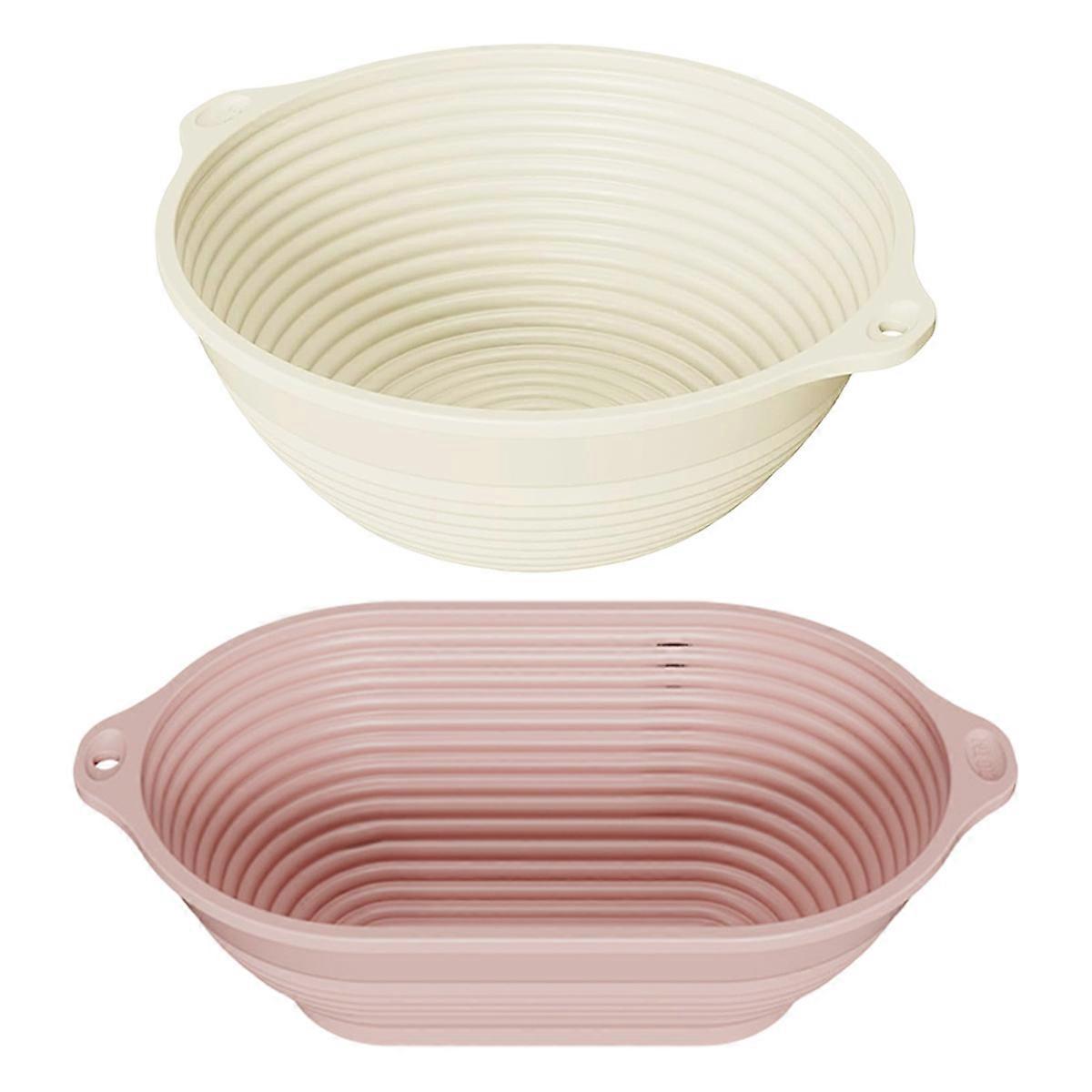 Silicone Bread Proofing Basket Set, Round and Oval Sourdough Baskets