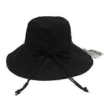 Anti UV Fiske Keps Bredbrätte Utomhus Klättring Vandring Sommar Bowknot Hatt (Svart)