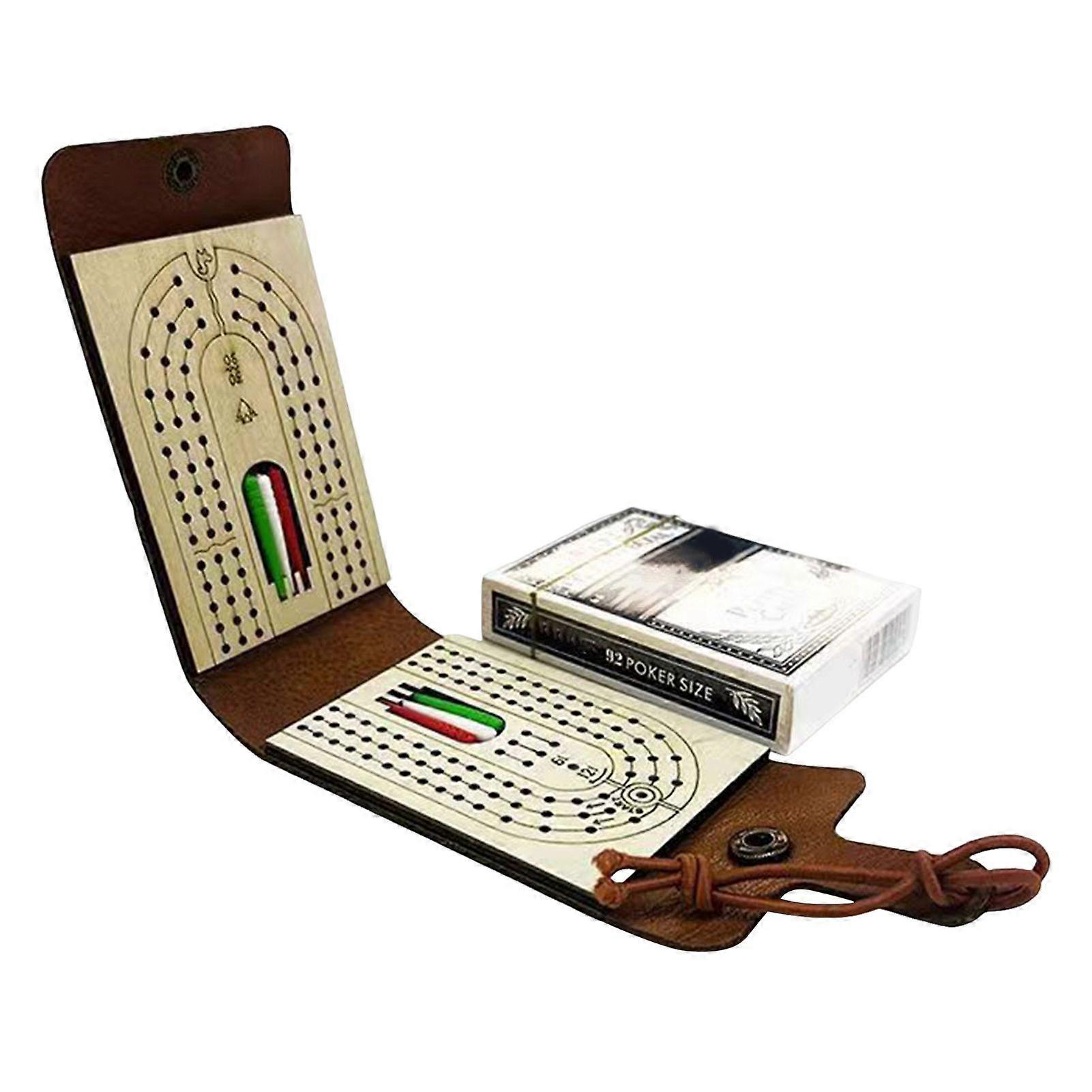 Foldable Cribbage Board Set 3 Track Cribbage Game Board with Cards Classic Scoring Board for Adults Playing