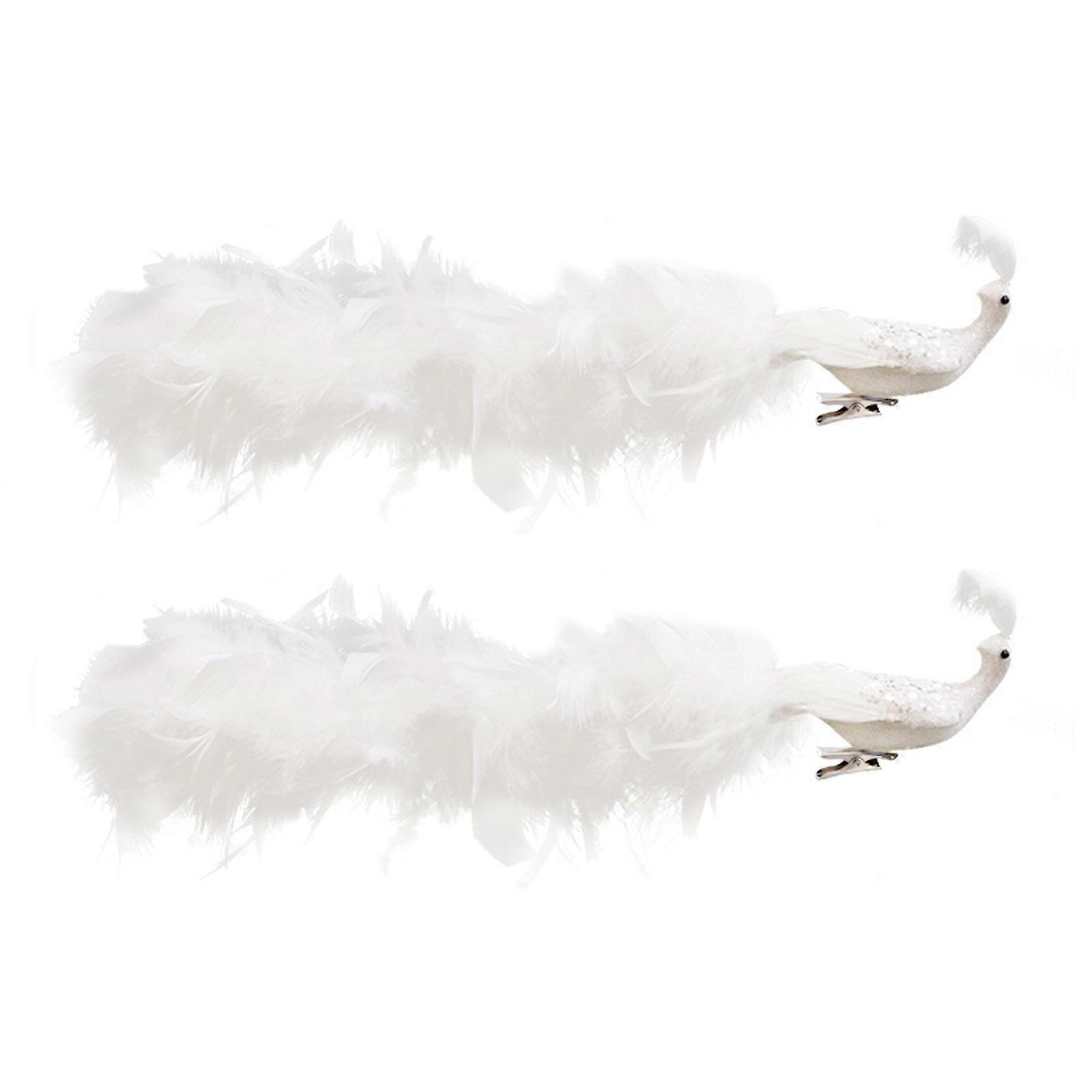 Christmas Tree Ornaments 3D Realistic Simulated Peacocks with Long Tail Natural Feathers Hanging Decoration Party Home