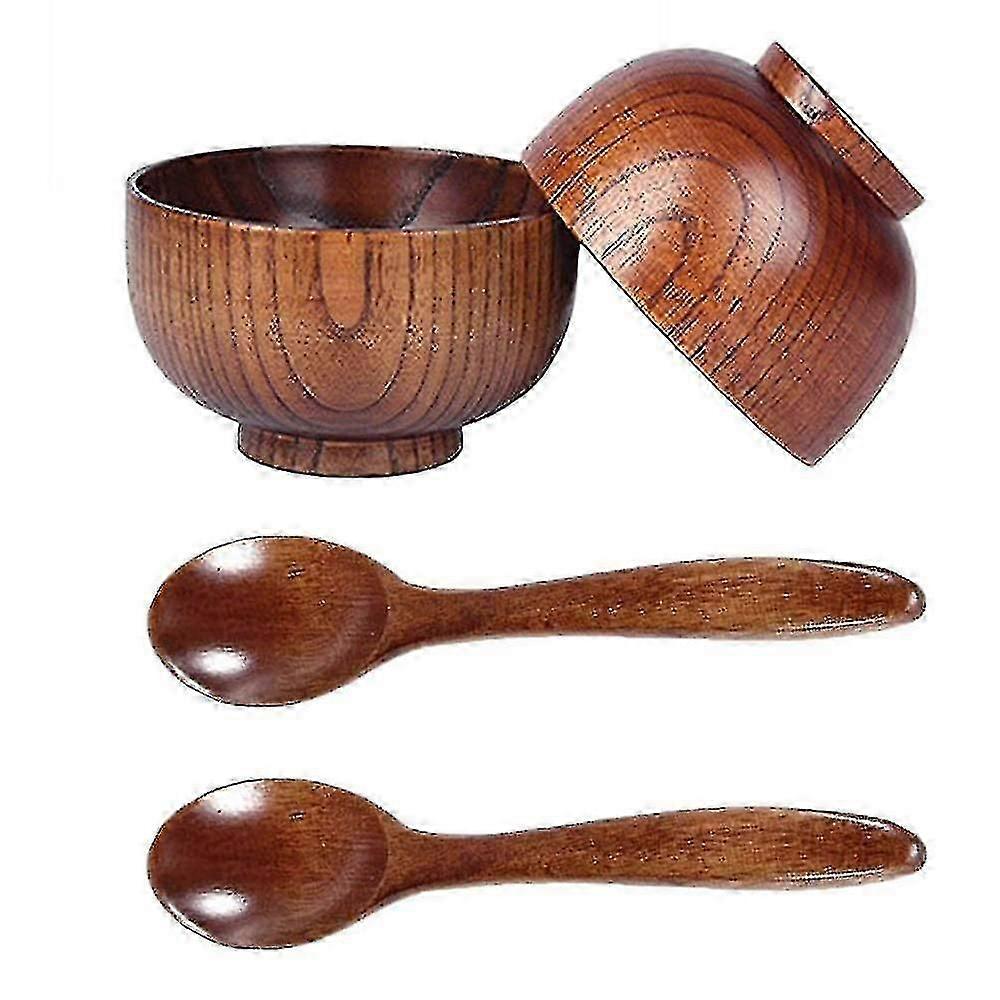 Wood Spoons Bowl Set,wooden Handmade Flatware Tableware Cutlery Soup Rice Bowls Serving Tableware Fo From Xiangchong Store