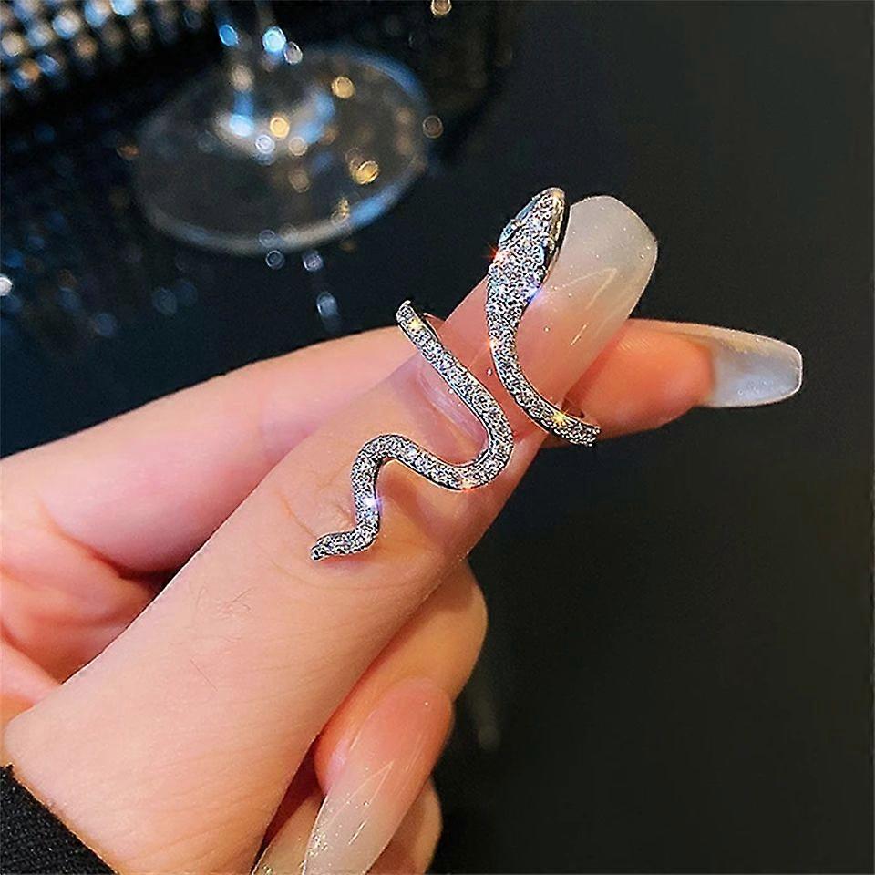 RAKOL Women Snake Ring with Micro Pave Zirconia Punk Style Simplicity and Minority Fashion Jewelry for Ring Finger