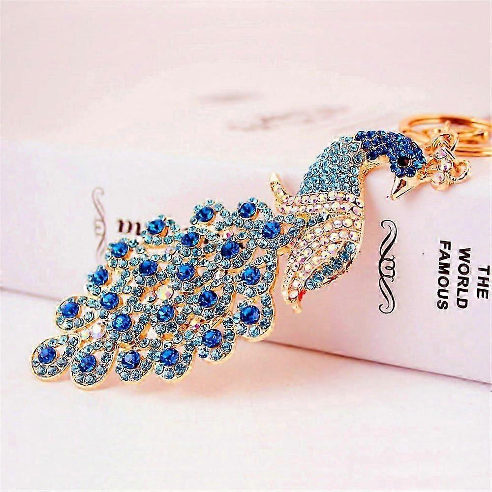 Peacock Bird Crystal Rhinestone Alloy Metal Keychain Key Chain Key Ring Charm